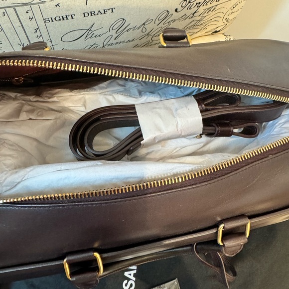 Large Burgundy Leather Saint Laurent "Classic Duffle” - Picture 6 of 11